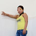 First pic of Fat Asian girl removes her white panties to get poked in her very hairy pussy