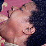 Third pic of Bound up ebony slave Kahlista Stonem forced to suck & eat pussy in BDSM 3some