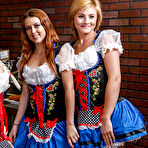 First pic of Amazingly sexy blondie with pigtails and round boobs sucks and fucks a big cock