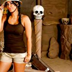 First pic of Big titted Isis Love with pigtails strips and masturbates her cunt