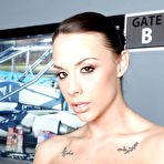 Third pic of Shapely stewardess with big tits Chanel Preston strips off sexy uniform