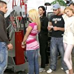 First pic of College girls have group sex with willing guys inside an auto garage