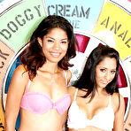 Second pic of Asian teen babe and her girlfriend spreading their long legs