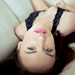 Second pic of Hot teen Jayden Taylors frees her small tits and pink twat from black lingerie