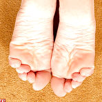 Fourth pic of Skinny solo girl Candace Cage sliding underwear over bare legs and tight butt