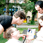 First pic of Curly-haired pregnant slut gets banged by four horny lads outdoor