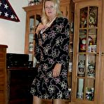 First pic of Fat grandmother with blonde hair exposes herself in tan nylons and garters