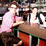 First pic of Obese German granny serves up a beer before sucking and fucking a customer