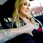 First pic of Busty blonde Brandi Love jerks and sucks a cock in a car before hardcore sex