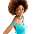 First pic of Leggy ebony model Luna Corazon shows off her shaved pussy after disrobing