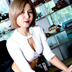 First pic of Hot Asian secretary Nyla dildos her bush at work in high-heeled shoes