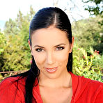 First pic of Lesbian babes Aria and Jelena Jensen massage each others big tits outdoors