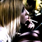 First pic of Tattooed brunette has sex with her guy after he's done fucking a blonde