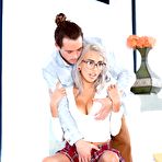 Second pic of Skinny platinum blonde teen Janice Griffith flashes her cunt before a fuck