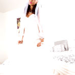 First pic of Teen bride Janice Griffith removing wedding dress before masturbating on bed