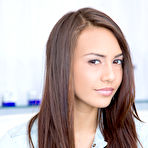 First pic of Brunette teen babe Janice Griffith shows off her big tits in close up