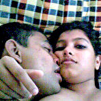 Second pic of Busty Indian woman joins her man friend for foreplay on bed