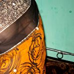 Third pic of Mature Indian housewife sticks out her tongue while unveiling her natural tits