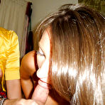 Second pic of Young best friends Izy Bella Blue and Lizz Tayler suck cock together