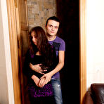 First pic of Young brunette and her boyfriend have sex in the kitchen and living room
