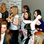 Third pic of Hot chicks in jeans & mini dresses flaunting hot ass at interracial CFNM party