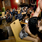Second pic of Brunette party girl gives a blowjob to a stripper and get a facial cumshot