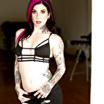 Second pic of Tattoed amateur Joanna Angel posing naked after doffing sexy pants