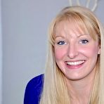 First pic of Amateur blonde in blue lingerie Bridget Rite sensual pussy solo on cam