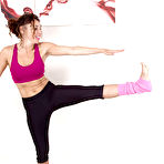 First pic of European solo girl French Chloe displaying hairy vagina in pink leg warmers