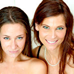 Fourth pic of Naughty 3some with teen chick Cassidy kissing Syren Demer while fucking