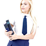 First pic of Non nude babe Alex Grey shedding schoolgirl uniform to model in stockings