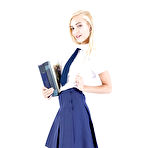 Second pic of Non nude babe Alex Grey shedding schoolgirl uniform to model in stockings
