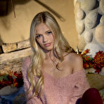 Third pic of Blonde glamour model Alex Grey exhibiting nice pussy in long socks