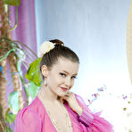 First pic of Cute brunette Emily Bloom in sheer lingerie and heels fingering shaved pussy