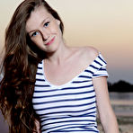 Fourth pic of Wild teen Emily Bloom stripping at the lake to expose hairy pussy & nice tits