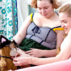 First pic of Amateur fatties Laney and Mira declare their love for cunt with tongue kiss