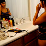 First pic of Cute brunette Layla Rose strips to reveal big tits & firm ass in the bathroom