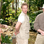 Second pic of Blonde cosplay attired chick Rachel Love has captive men play with her breasts