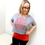 First pic of Overweight blonde Dee Siren gives a BJ before masturbating in a dressing room