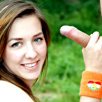 Third pic of Sweet teen babe gives a blowjob and gets shagged hardcore outdoor