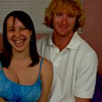 First pic of Big busted teen brunette sharing a stiff prick with her blonde mature friend