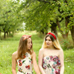 First pic of Young girls Amy & Suna have lesbian sex while picnicking in an orchard