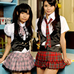 Second pic of Japanese coeds Akubi Yumemi & Runa Kobayashi show their twats and butts