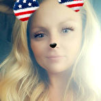 Second pic of Blonde MILF Madden shops her topless selfie with silly ears and nose