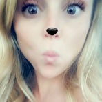 Third pic of Blonde MILF Madden shops her topless selfie with silly ears and nose