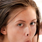 Second pic of Young brunette slut Whitney Westgate sucks cock and takes cumshot on tits