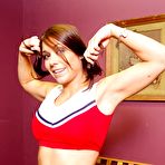 First pic of Leggy brunette babe Beverly Hills flashing upskirt panties in cheer outfit