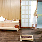 First pic of Teens Alaina Dawson, Elsa Jean and Piper Perri have all girl 3some in sauna