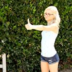 First pic of Horny teen Elsa Jean in glasses riding cowgirl & sucking cock for cum facial