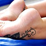 Fourth pic of Busty brunette chick Alison Tyler showing off big juggs and tattoos